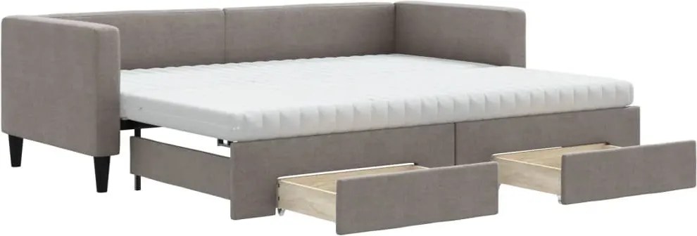 vidaXL tópszínű kihúzható bársonyheverő fiókokkal 80 x 200 cm