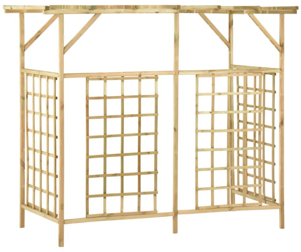 impregnált fenyőfa kerti pergola 3 szemeteskukához