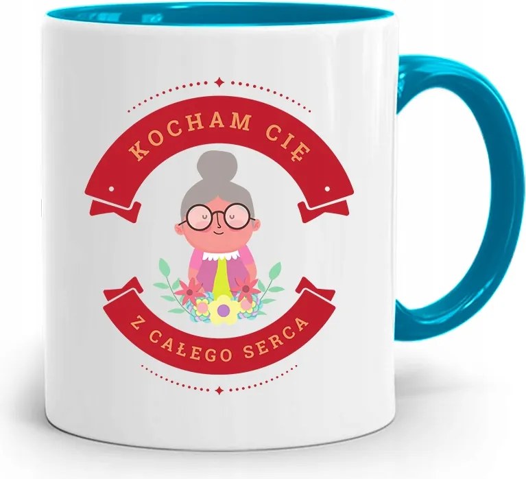 Kék Bögre Szeretett Nagymama Napja Teljes Szívből, fényképes nyomtatással