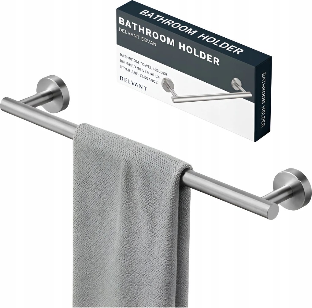 Fürdőszobai Törölközőtartó Tartó Egyenes 40CM Delvant Esvan Ezüst