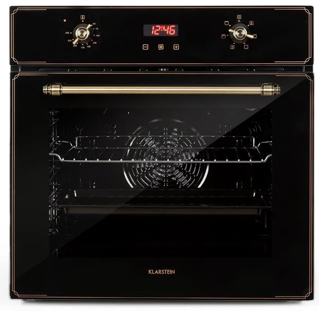 Klarstein Elizabeth, beépített sütő, retró dizájn, 6 funkció, 50 - 250 ° C, fekete