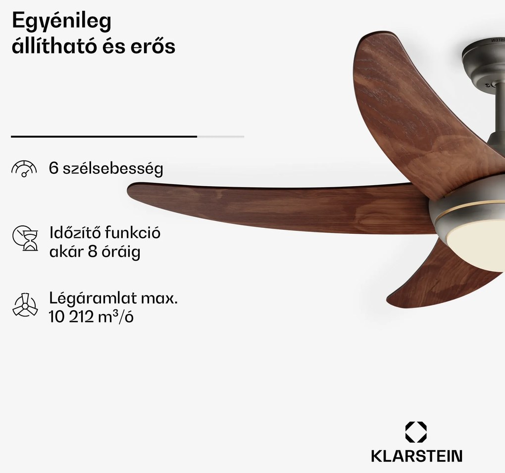 Bolero 2 az 1-ben Smart, mennyezeti ventilátor, Ø 132 cm, fény 55 W, távirányító, vezérlés applikáción keresztül, 2 menetirány