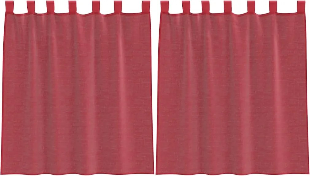 vidaXL 2 db borvörös fátyolfüggönyök hurokkal 140x140 cm