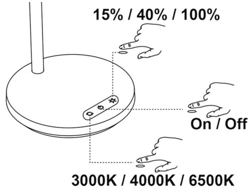 Top Light-LED dimmelhető, érintésvezérlésű asztali lámpa BELLA LED/4,8W/5V 3000/4000/6500K fekete