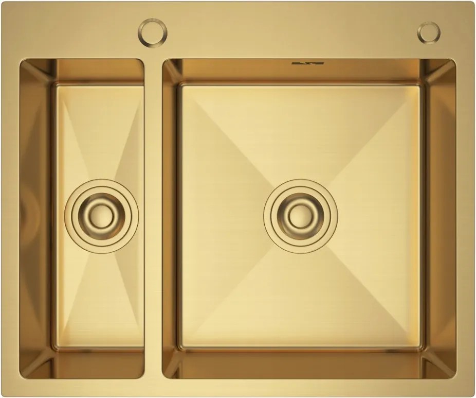 Aida másfélmedencés acél mosogató 61x51 cm Gold szett adagolóval