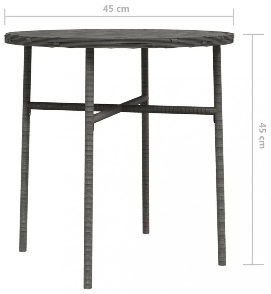 szürke polyrattan teázóasztal 45 cm