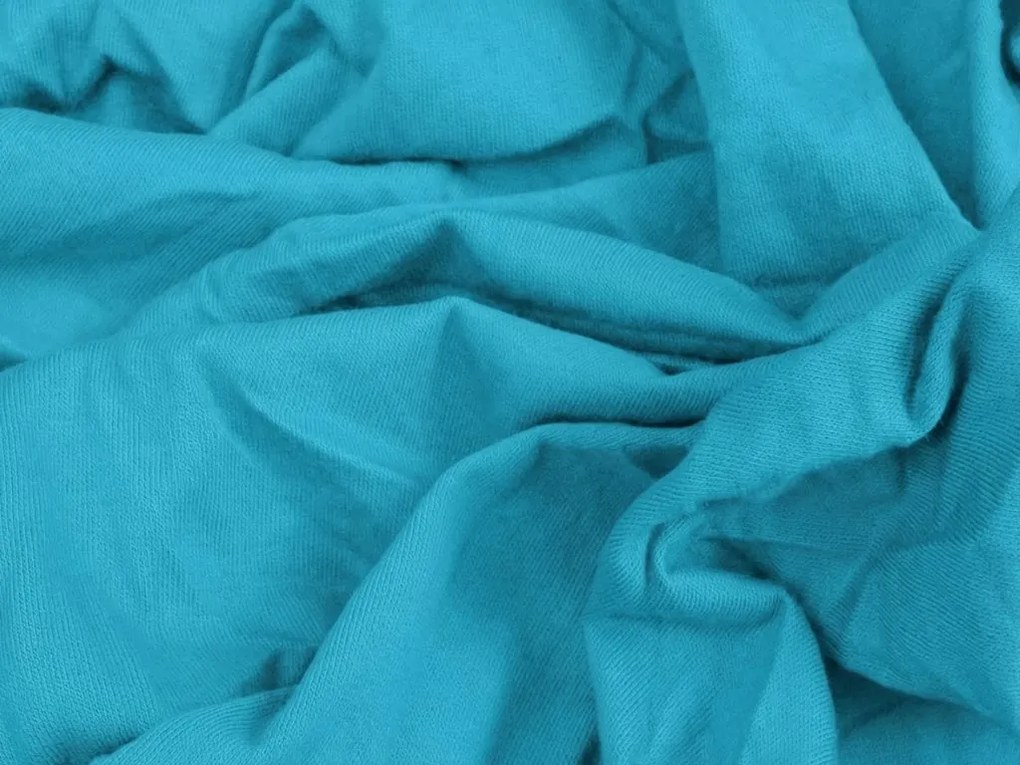 Jersey gumis lepedő lycrával türkiz 180 x 200 cm