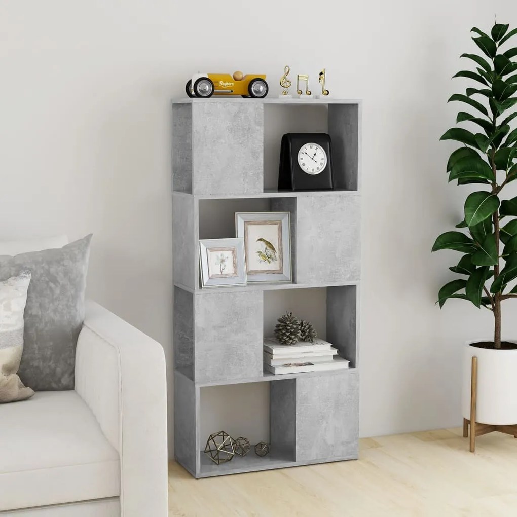 betonszürke térelválasztó könyvszekrény 60 x 24 x 124,5 cm