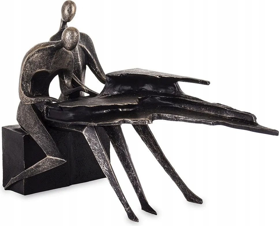 Zongorázó Pár Figura Fekete Arany Zenész Zongora