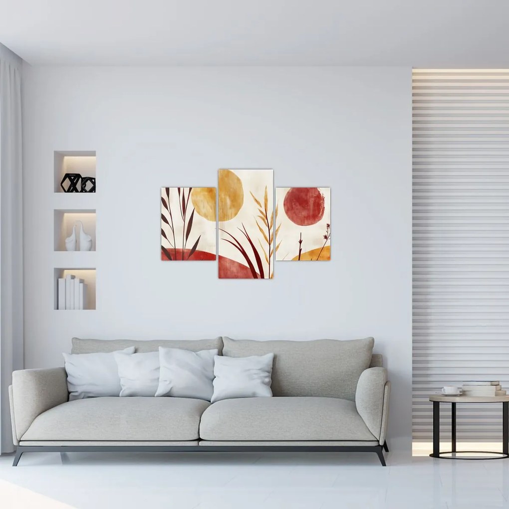 Kép - Növények és körök (90x60 cm)