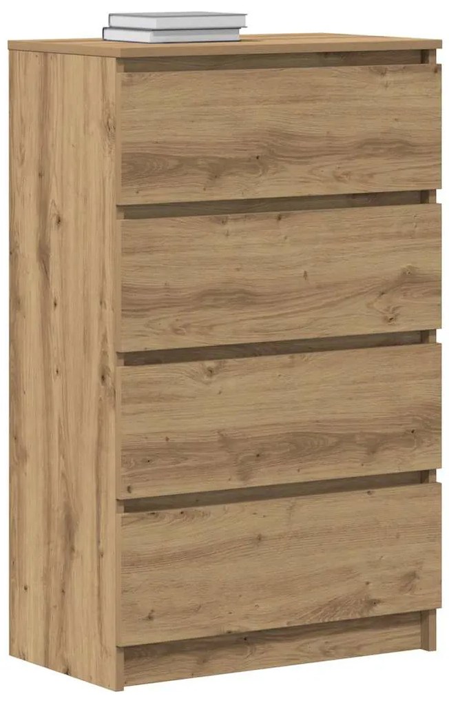 kézműves tölgy színű szerelt fa tálalószekrény 60x35x98,5 cm