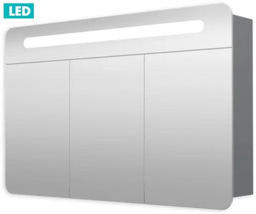 Tükrös szekrény 100 cm, 3 ajtós, LED világítás, aljzat+kapcsoló, IP44 GALPIR100LED