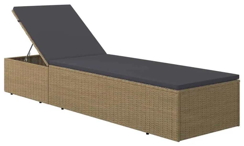 Barna és sötétszürke polyrattan napozóágy