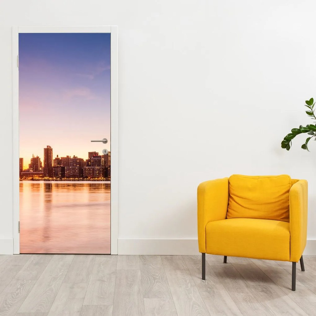 Fotótapéta ajtóra - Város naplementekor (95x205cm)