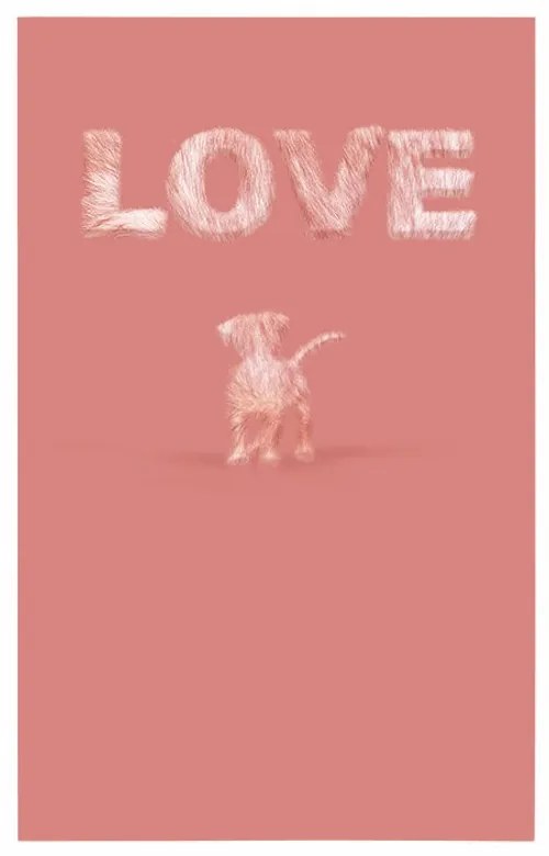 Poszterkutyus Love felirattal