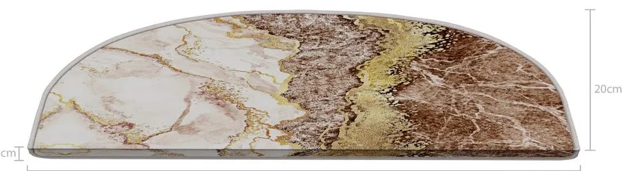 Krémszínű-világosbarna lépcsőszőnyeg szett 16 db-os 20x65 cm Golden Marble – Vitaus