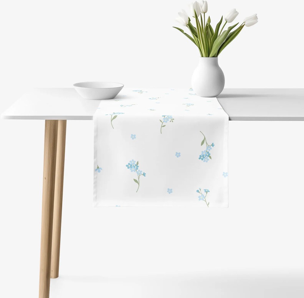 Goldea pamut asztali futó - nefelejcsek 50x120 cm