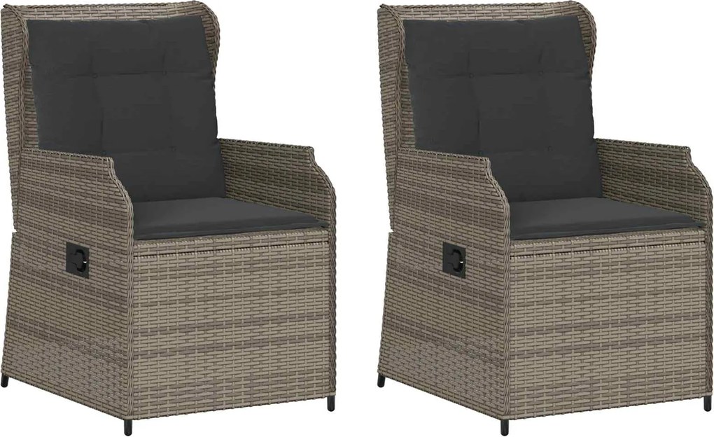 vidaXL Kerti pad 2 pcs Szürke polirattan