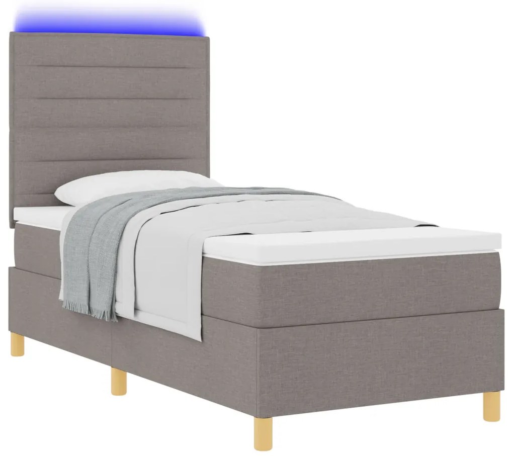 Box Spring Ágy Matraccal és LED-del Topszín 80x200 cm Szövet