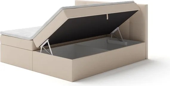 Kárpitozott ágy matracokkal és topperrel, tárolóval EMBER 160x200 cm bézs