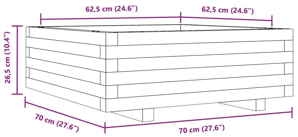 tömör fenyő kerti virágláda 170x70x26,5 cm