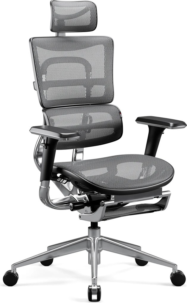 Ergonomikus irodai szék lábtartóval Normal Size, fekete-szürke: Diablo V-Master