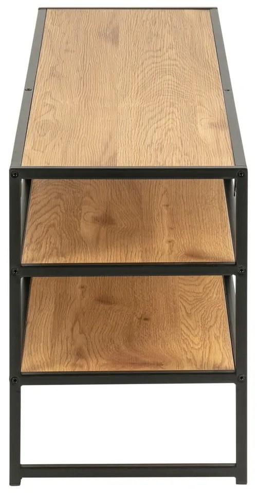 Fekete-natúr színű TV-állvány tölgyfa dekorral 120x46 cm Seaford – Actona