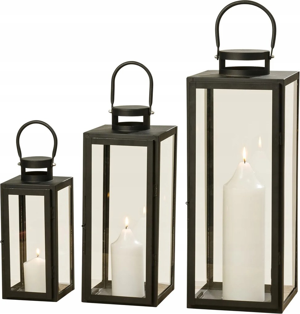 Dekorációs Lámpa Szett 3 Db-os Fém Üveg Belső