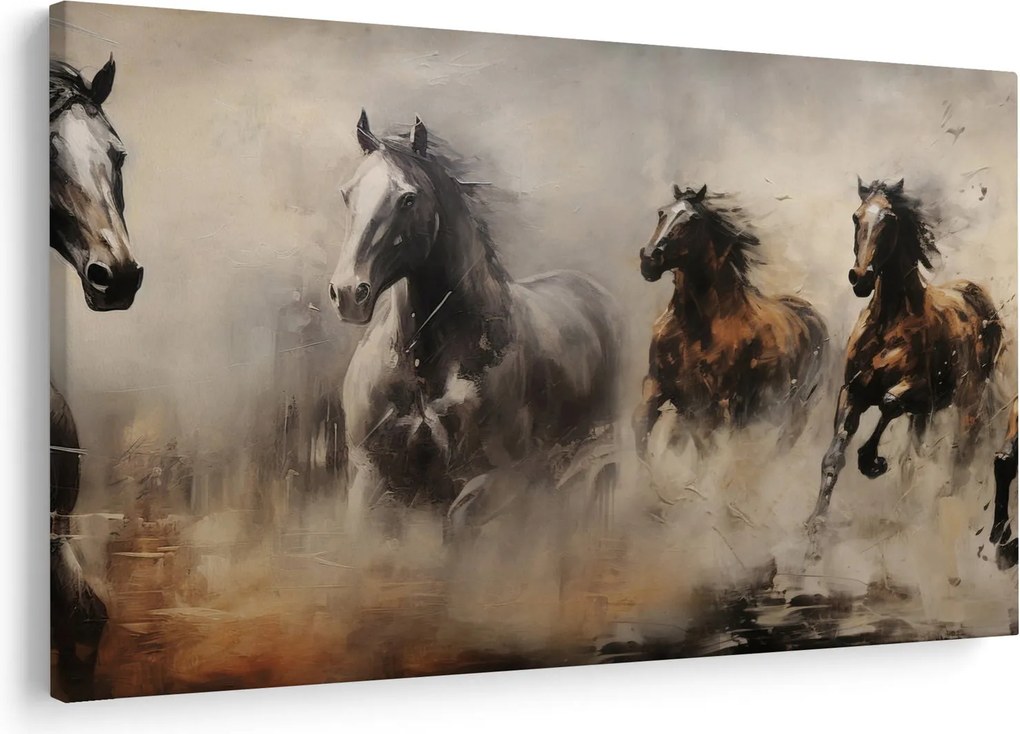 Kép - Olajfestmény lovakról (90x60 cm)