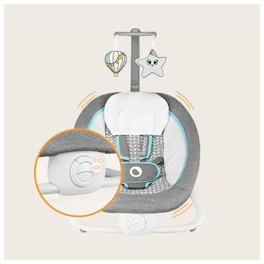 Lionelo - Vibráló babahinta dallammal PASCAL 2xAA szürke/türkiz