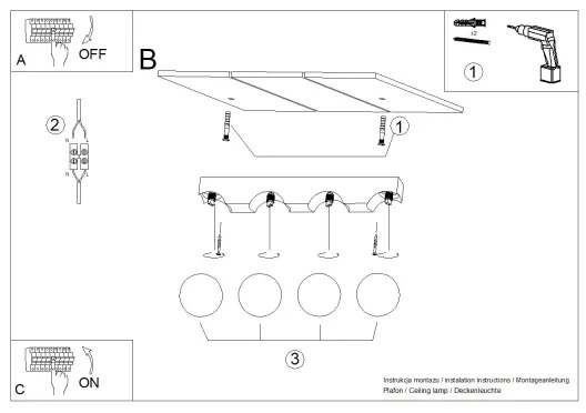 Sollux SL.1685 - Mennyezeti lámpa BULBO 4xG9/8W/230V bükkfa/fehér