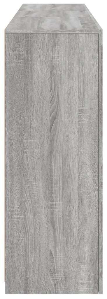 szürke sonoma színű tálalószekrény LED-ekkel 162 x 37 x 100 cm