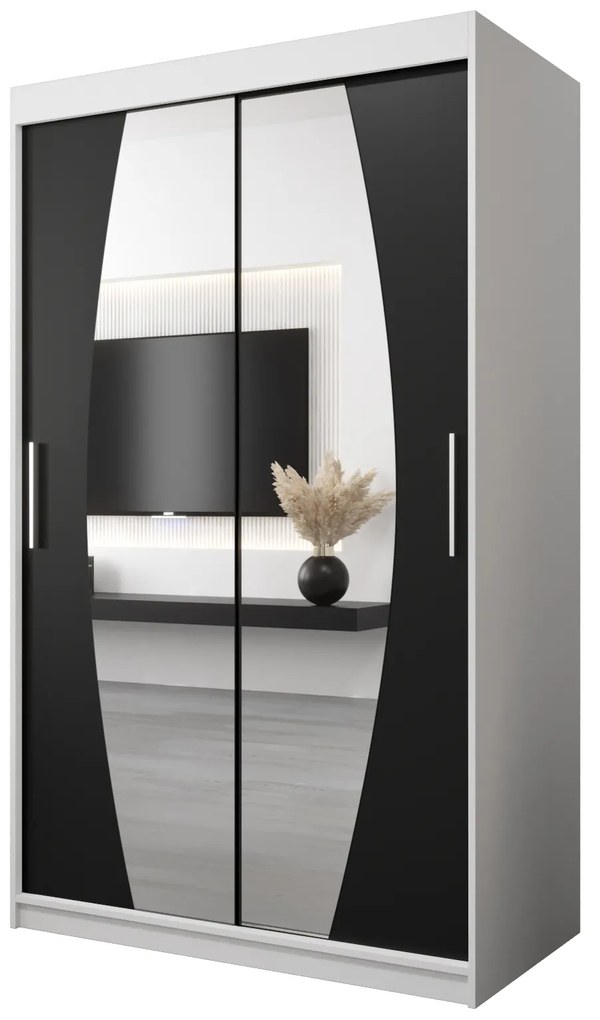 Ruhásszekrény 120 cm Eclipse (matt fehér + matt fekete). 1063386