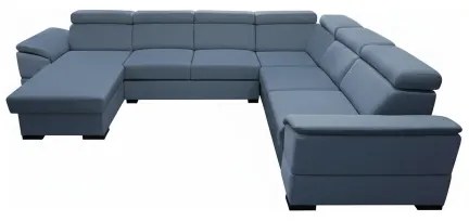 Ággyá nyitható ülőgarnitúra univerzális U-alakú sarokkal és tárolóval GRANADA kék