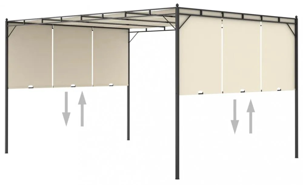vidaXL krémszínű kerti pavilon oldalfüggönnyel 4 x 3 x 2,25 m