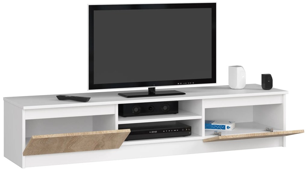 TV asztal Katalina  (fehér + szonoma tölgy). Akció -15%. 1069406