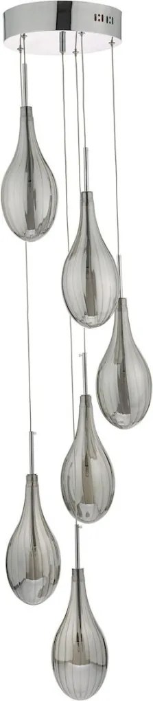 DAR LIGHTING SET6410 SETA Többágú Függesztett Lámpa Füstös, Csiszolt Króm G4 IP20