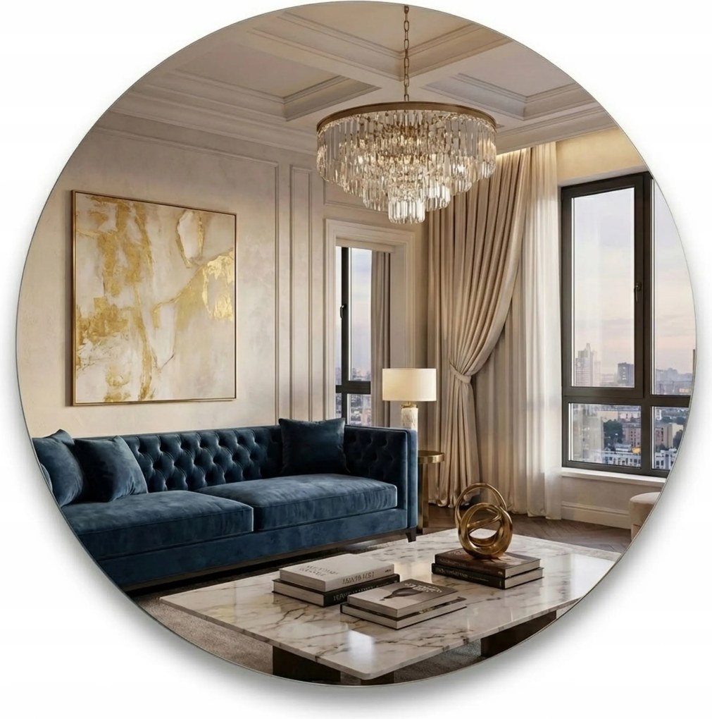 Kerek Tükör 80 CM Led Világítás Lógó Fürdőszoba Nappali 4 MM