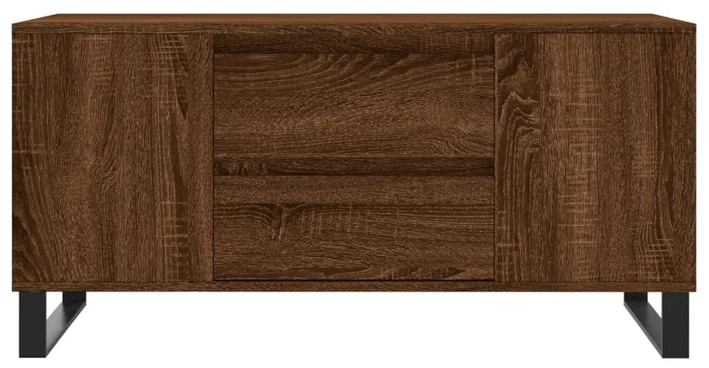 Barna tölgyszínű szerelt fa dohányzóasztal 102 x 44,5 x 50 cm