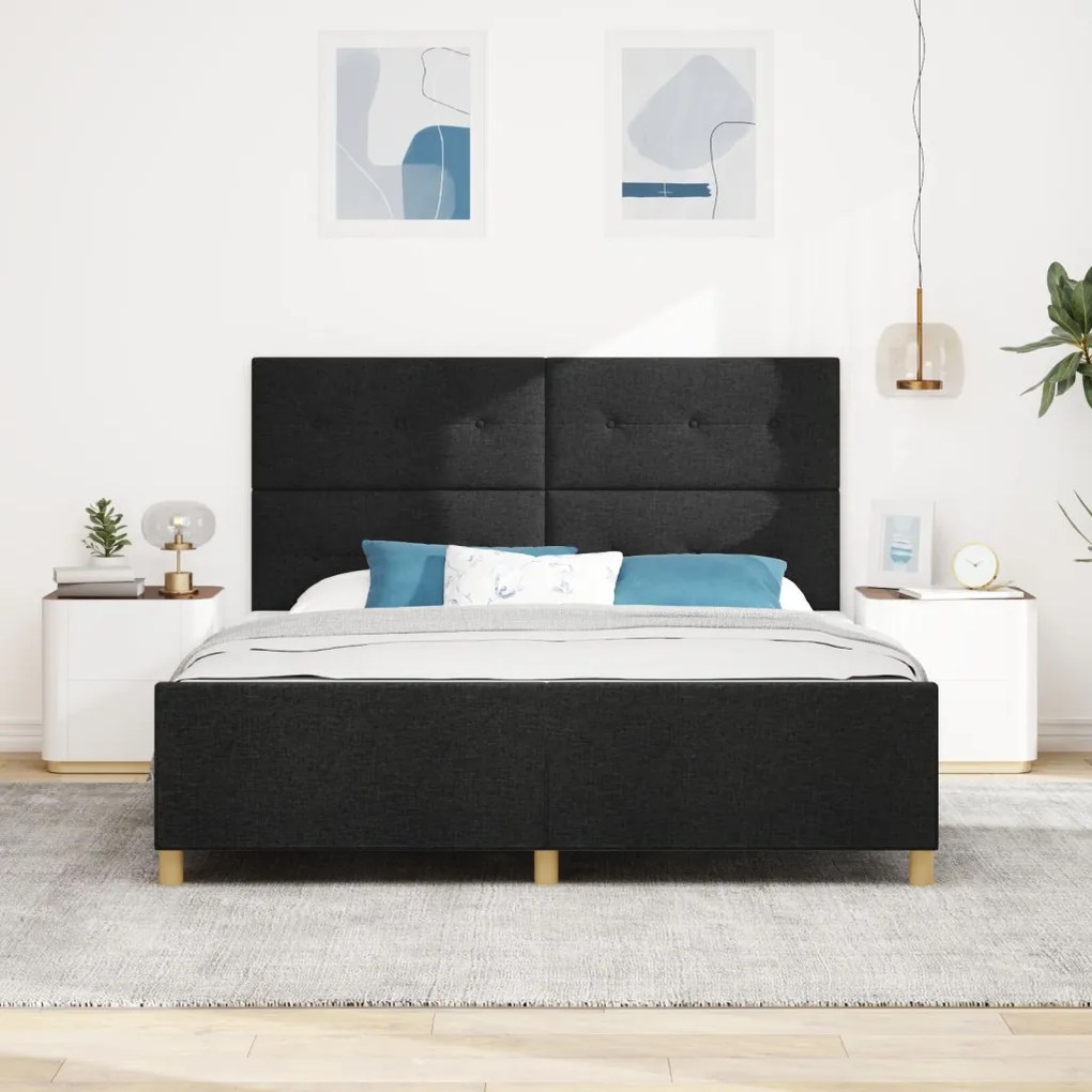 Fekete Ágykeret 180x200 cm Textil