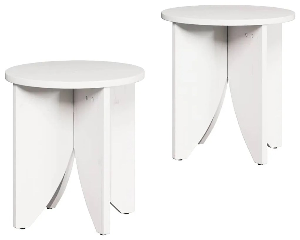 Dohányzóasztal 2 pcs Fehér 41.5 x 41.5 x 44 cm Tömör fenyőfa
