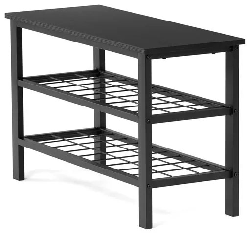 Fekete Fém Cipőtartó, 2 Polcos