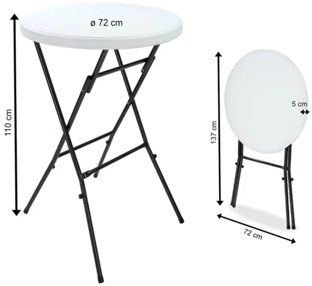 LYDA műanyag rendezvényasztal, Ø72x110cm, fehér Casaria