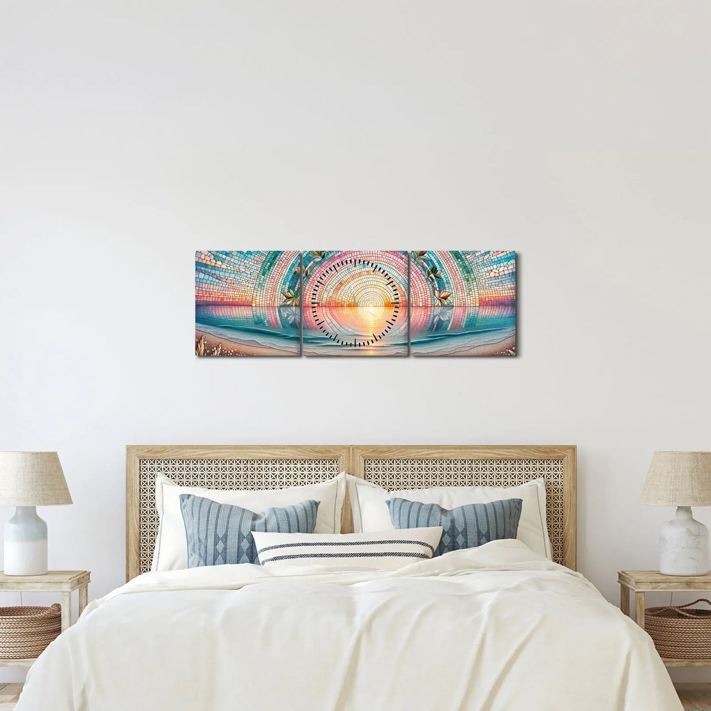 Kép – Naplemente mozaik (órával) (90x30 cm)