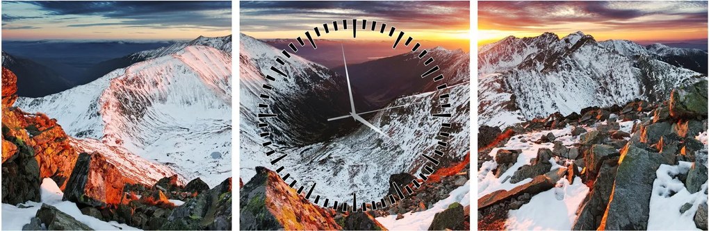 Kép - Téli hegyi panoráma (órával) (90x30 cm)