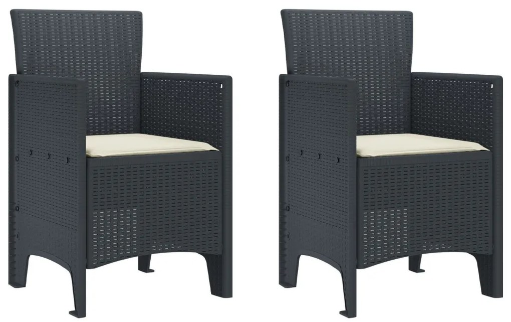 Kerti Szék 2 db Antracit, Krém Műanyag Rattan Standart Tartós