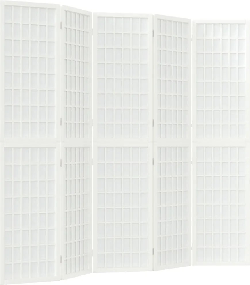 vidaXL 5 paneles fehér japán stílusú összecsukható paraván 200x170 cm