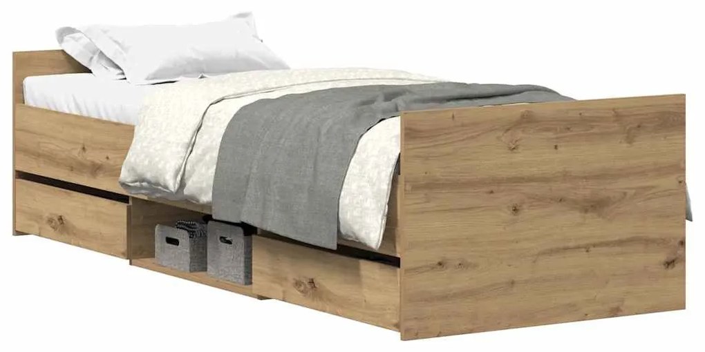 kézműves tölgy szerelt fa ágykeret matrac nélkül 100x200 cm