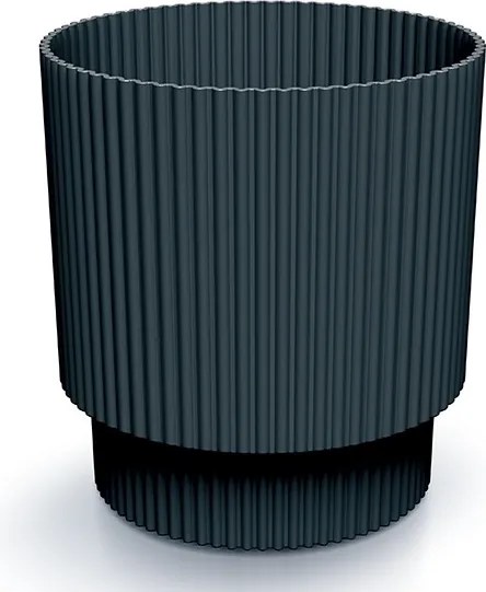 Antracit bordázott virágtartó műanyag lábbal 13,8x12,8 cm fedő