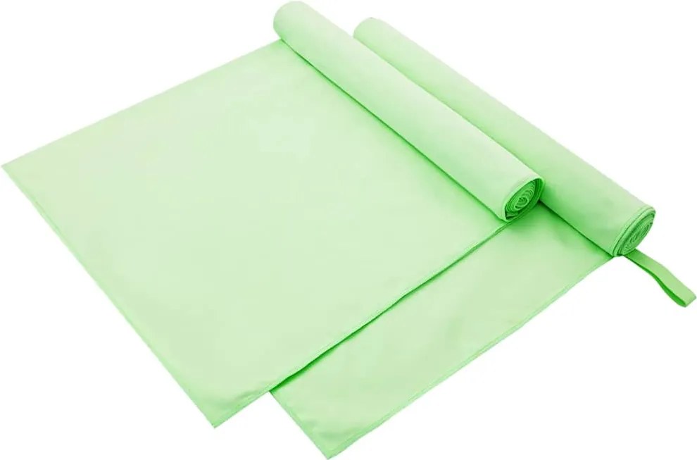 vidaXL Sport Törölközők 2 pcs Zöld 180 x 90 cm Poliészter és poliamid